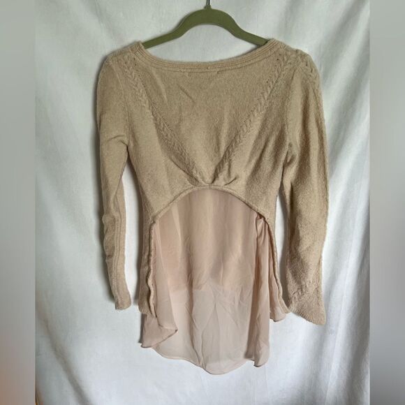 Knitted & Knotted Women's L Nude Pink Sweater Textured Anthropologie Wool Alpaca - Picture 3 of 7